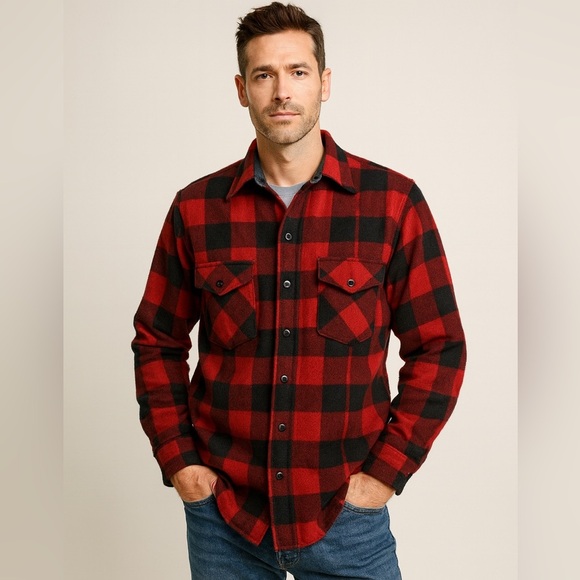 Pendleton Vtg Wool Flannel Shirt Buffalo Plaid Made in USA Gorpcore Workwear S - Picture 1 of 8